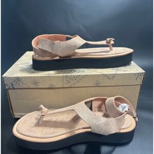 Free People New Evie Wrap Platform Sandal Ankle Strap‎ Toe Thong Rose Gold 8.5
